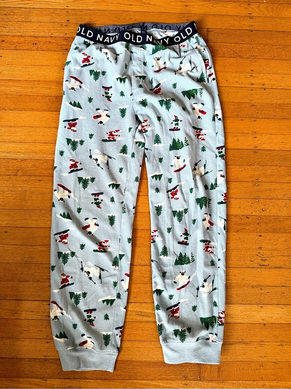 Old Navy Boys Christmas Santa Snowboard Winter Pajama Pants Fleece XL (14-16)